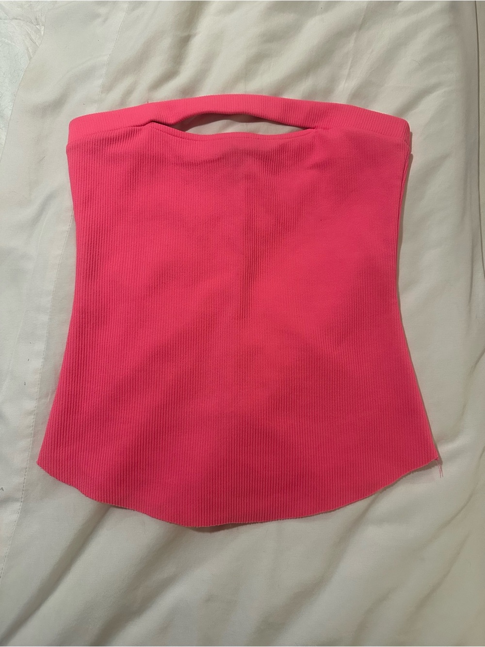 Forever 21 Ribbed Strapless Cutout Tube Top - Neon Pink